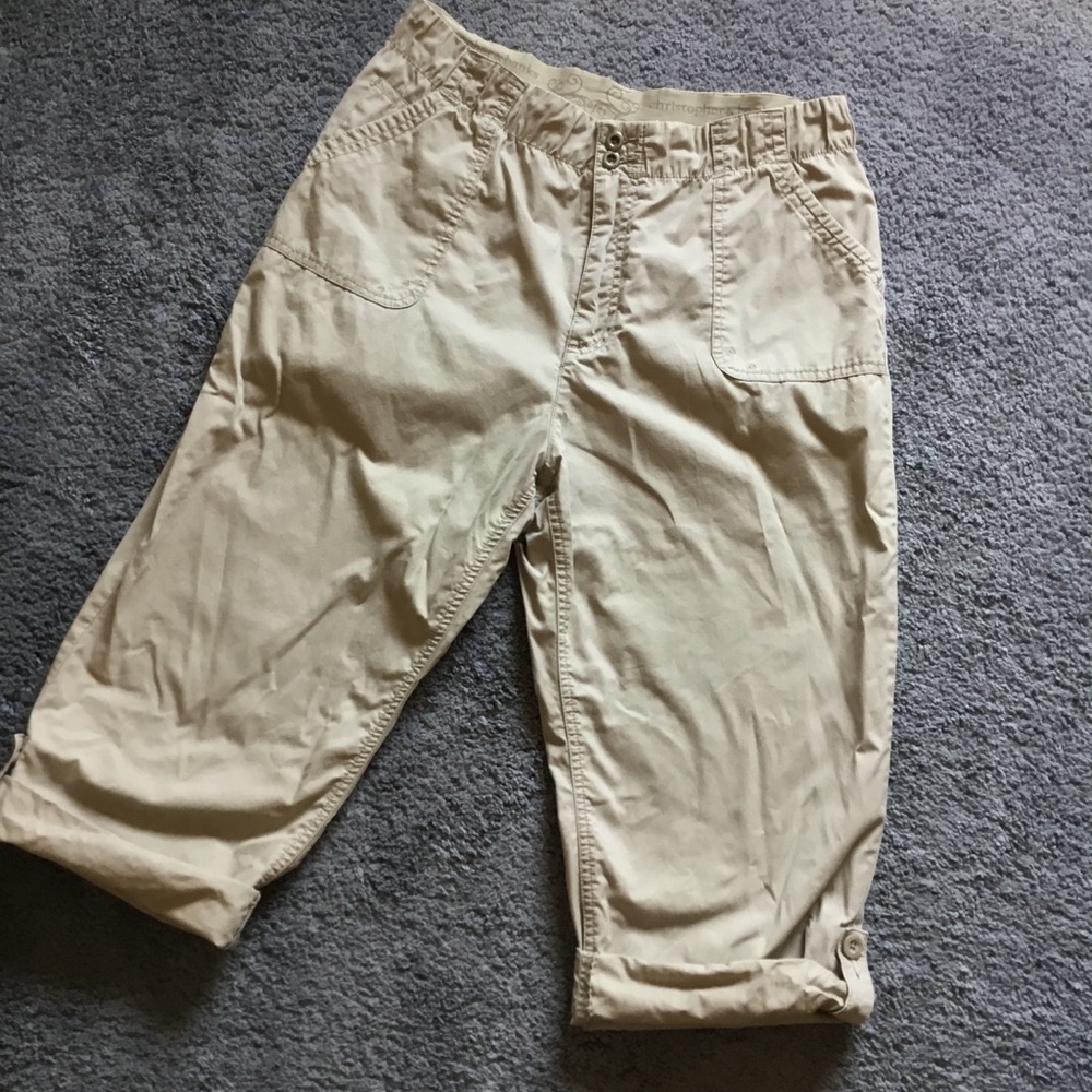 Christopher & Banks Elastic Waist Khaki Capris Size 12